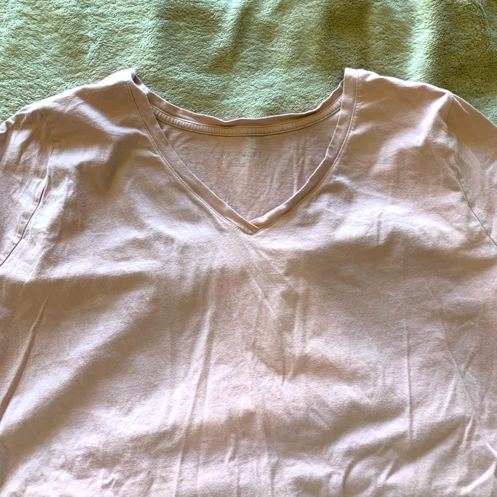 Solid Pink V-Neck T-shirt